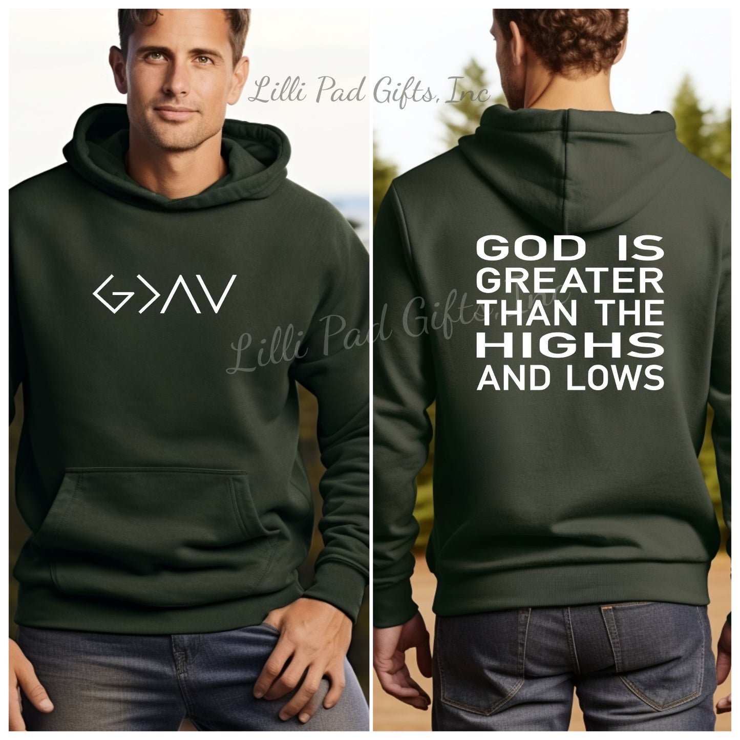 G>^v God is Greater than the Highs and Lows Hooded Sweatshirt