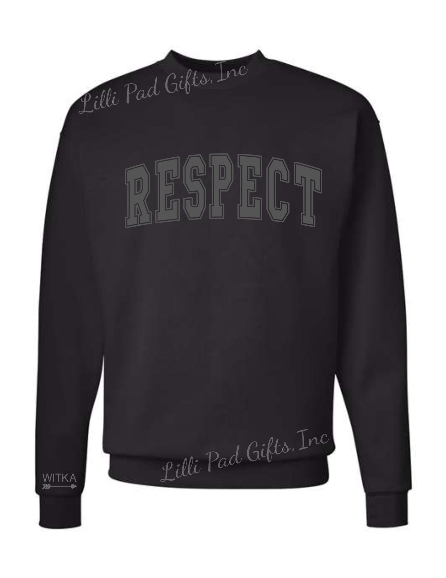 Black on Black - PUFF RESPECT Crewneck Sweatshirt