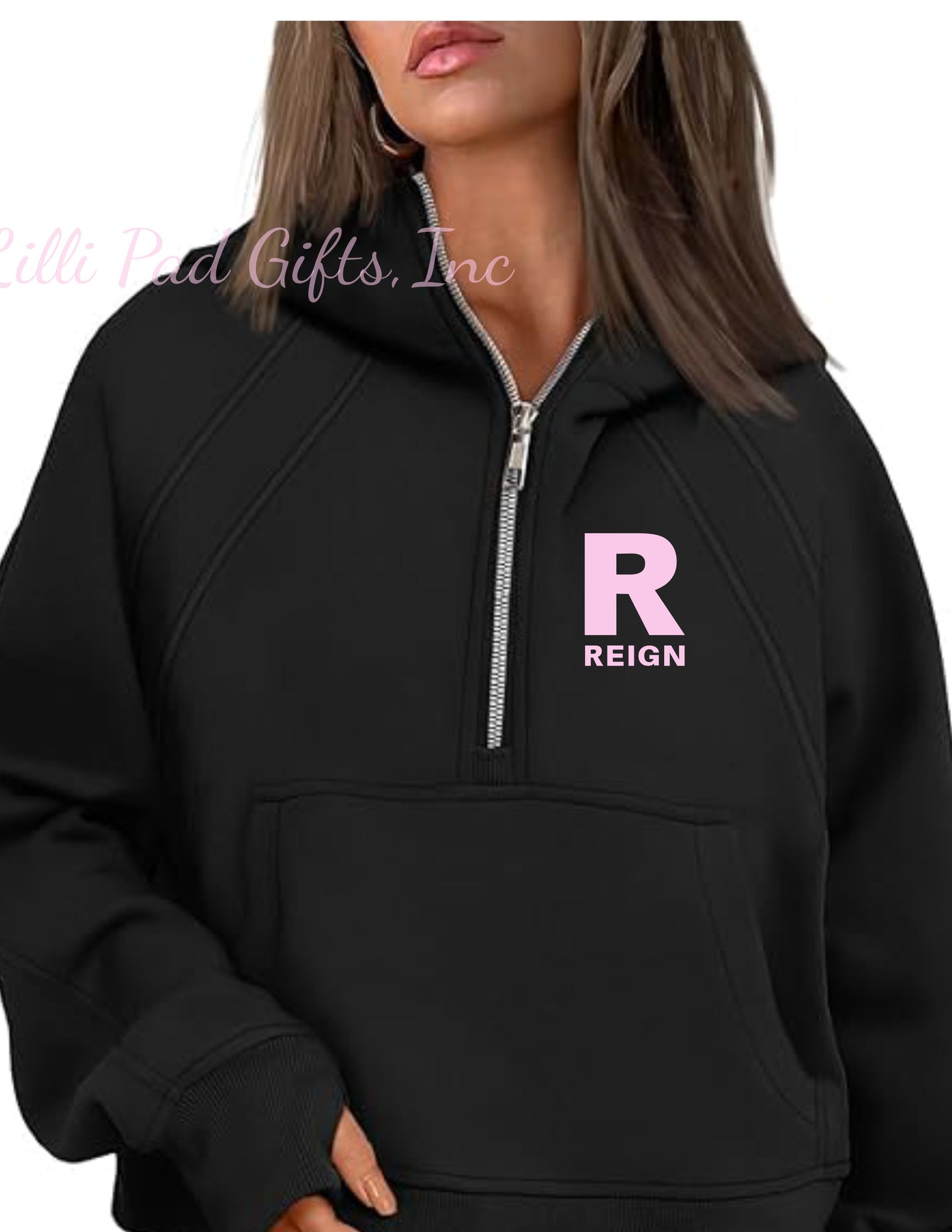 R-REIGN Black Cropped Zip Up Hoodie