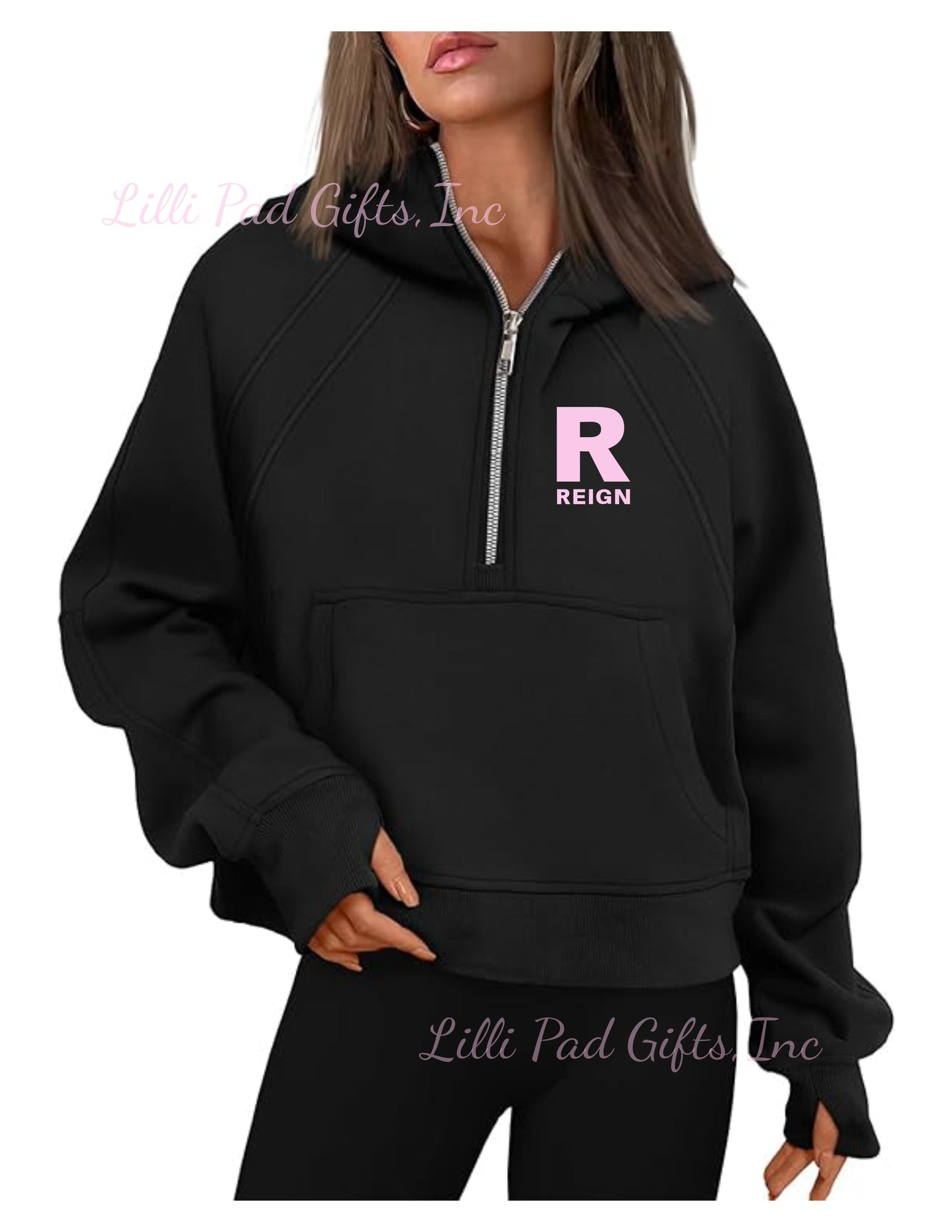 R-REIGN Black Cropped Zip Up Hoodie