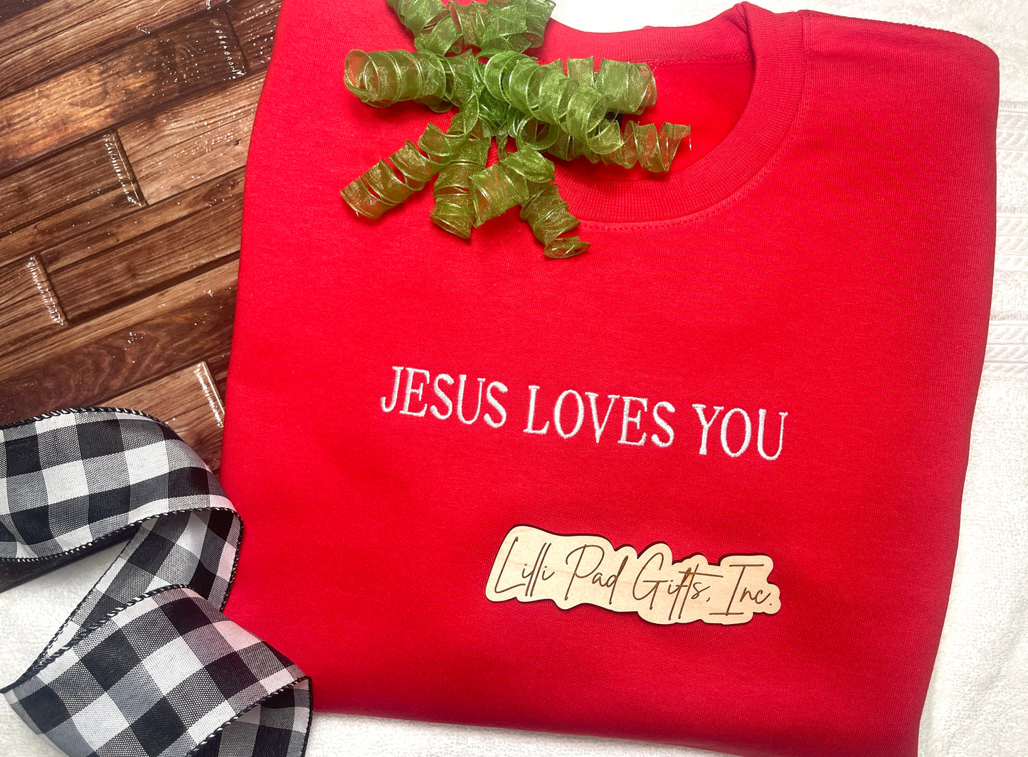 JESUS LOVES YOU Embroidered Crewneck Sweatshirt