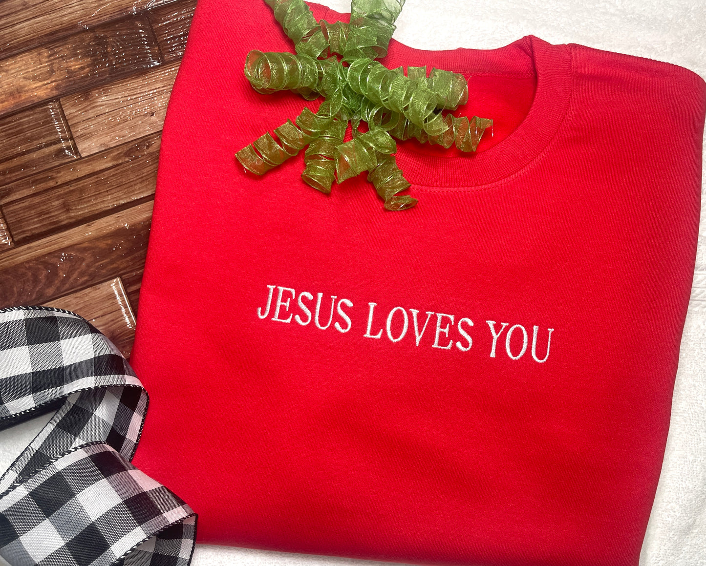 JESUS LOVES YOU Embroidered Crewneck Sweatshirt