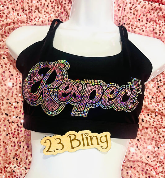 Respect 23 Bling Sports Bra Black/Pink/Silver