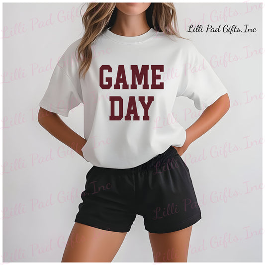 GAME DAY - Flocked Tee Burgundy