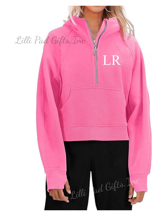 LR Pink Cropped Zip Up Hoodie