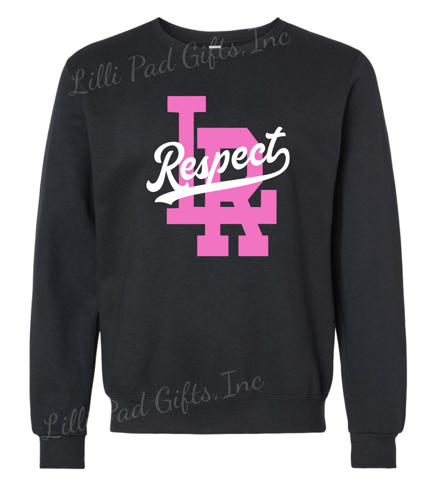 Black and Neon Pink LR Respect Crewneck Sweatshirt